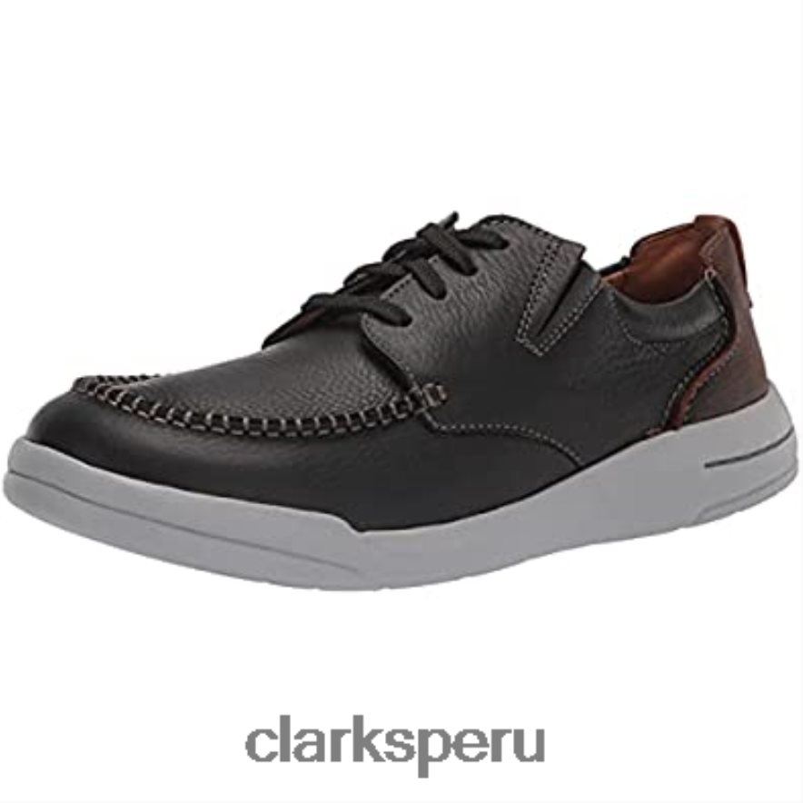 Zapato náutico bajo clarks driftway de cuero negro para hombre hombres Clarks 40N4LX2080 cuero negro