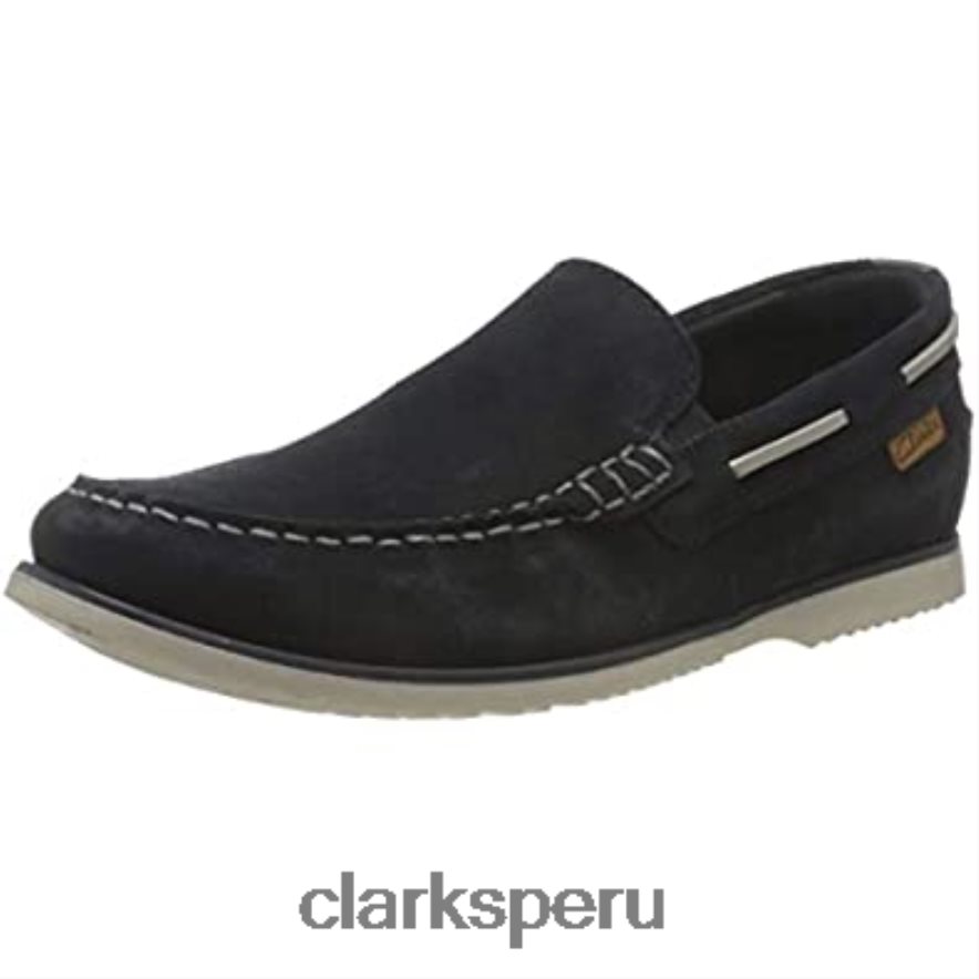 Zapato náutico clarks noonan step de ante azul marino para hombre hombres Clarks 40N4LX499 gamuza azul marino