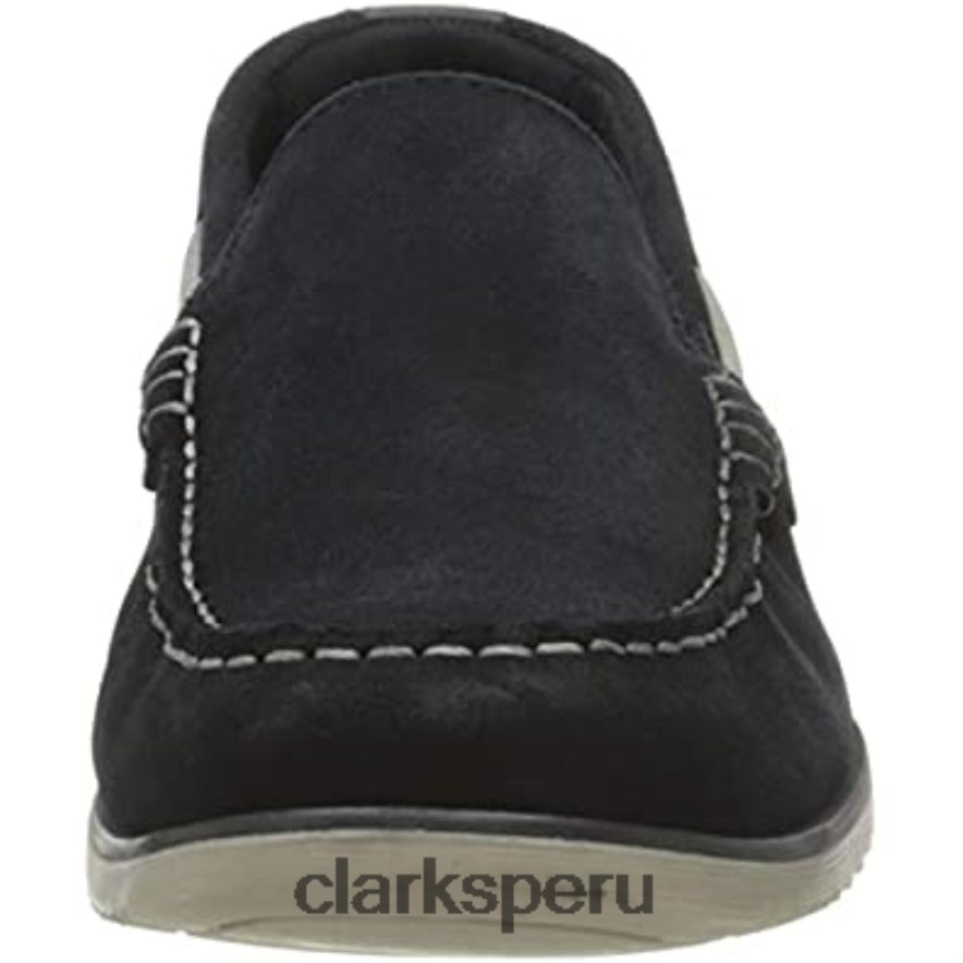 Zapato náutico clarks noonan step de ante azul marino para hombre hombres Clarks 40N4LX499 gamuza azul marino