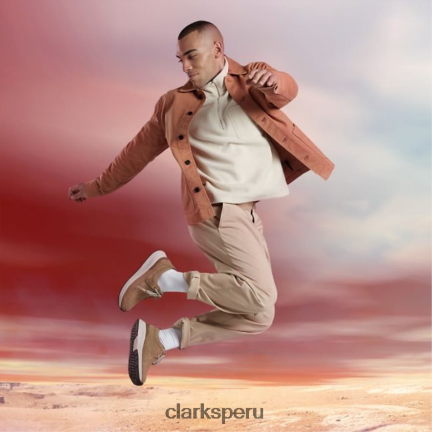 clarks de gamuza arena oscura tejido Coast Lite hombres Clarks 40N4LX6692 gamuza arena oscura