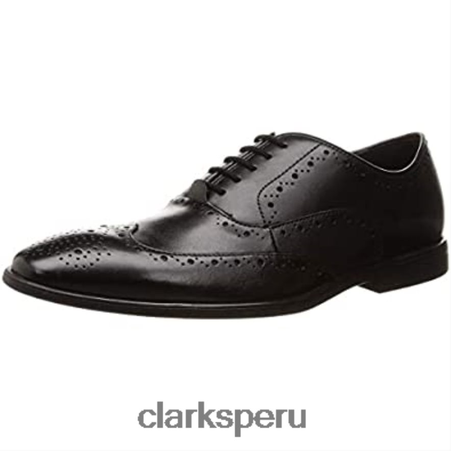 Clarks Bampton Rhodes Oxford plano de cuero negro para hombre hombres Clarks 40N4LX1898 cuero negro