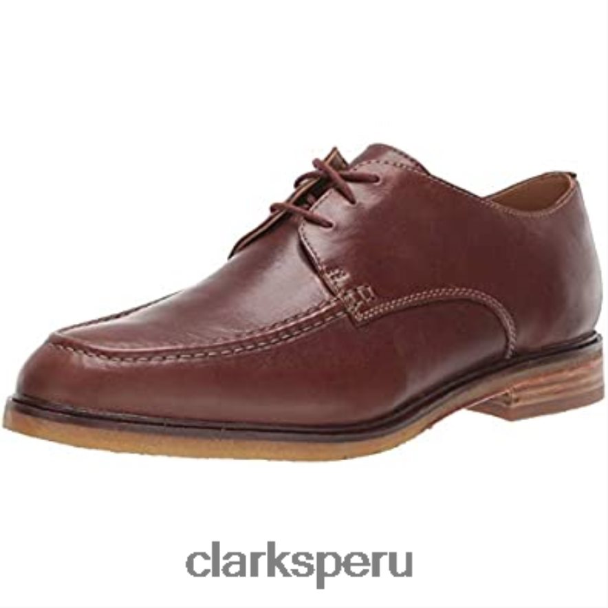 Delantal Clarkdale de cuero marrón oscuro para hombre Oxford hombres Clarks 40N4LX2336 cuero bronceado oscuro
