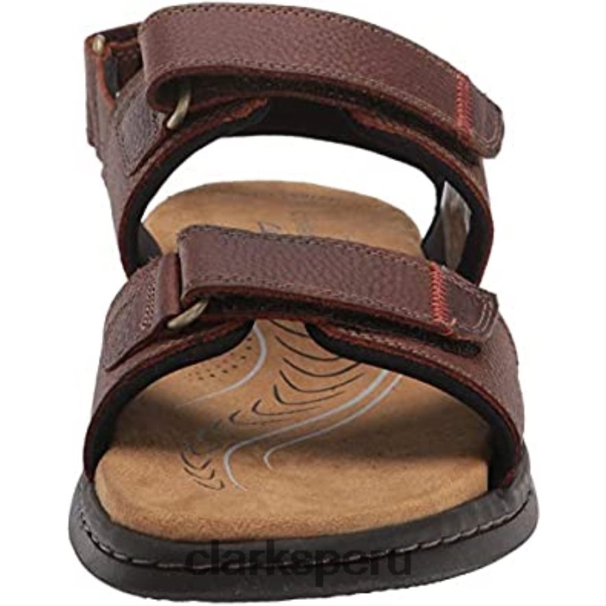 Sandalia Clarks Hapsford Creek de cuero marrón para hombre hombres Clarks 40N4LX2081 cuero caído marrón