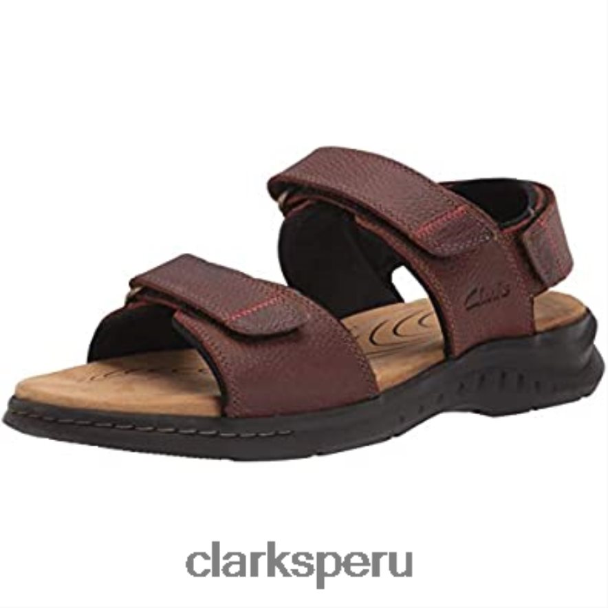 Sandalias Clarks Hapsford Creek para hombre de cuero caído marrón. hombres Clarks 40N4LX2082