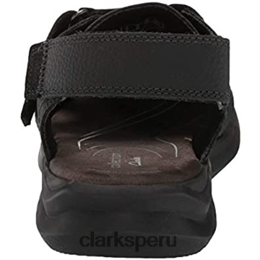 Sandalias de pescador Clarks Hapsford Cove de cuero negro para hombre hombres Clarks 40N4LX1745 cuero negro caído