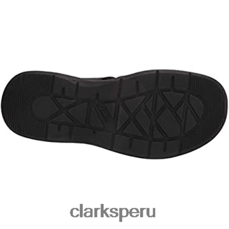 Sandalias de pescador Clarks Hapsford Cove de cuero negro para hombre hombres Clarks 40N4LX1745 cuero negro caído