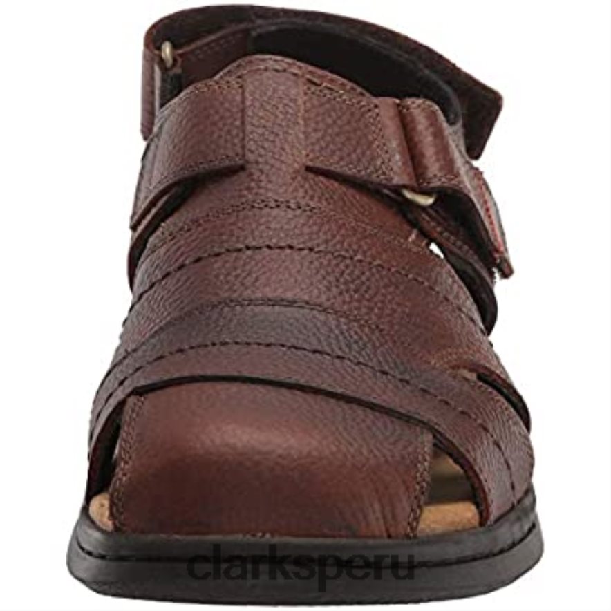 Sandalias de pescador hapsford cove de cuero caído marrón de Clarks para hombre hombres Clarks 40N4LX1841 cuero caído marrón