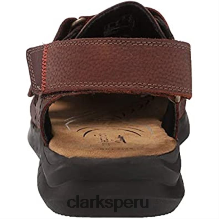 Sandalias de pescador hapsford cove de cuero caído marrón de Clarks para hombre hombres Clarks 40N4LX1841 cuero caído marrón