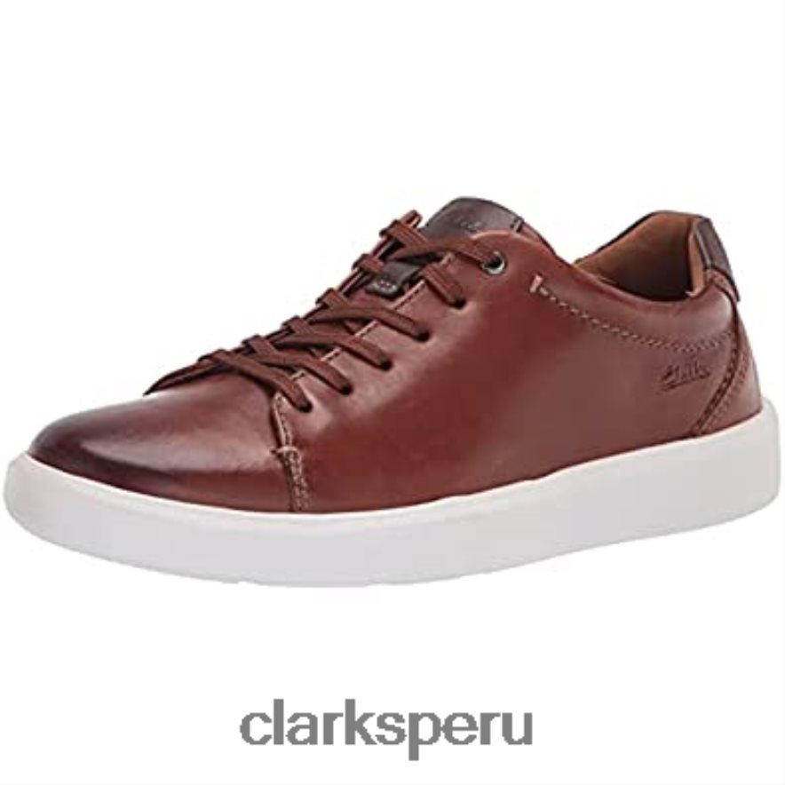 Zapatilla Clarks Cambro Low para hombre de piel color canela oscuro. hombres Clarks 40N4LX1474 cuero bronceado oscuro