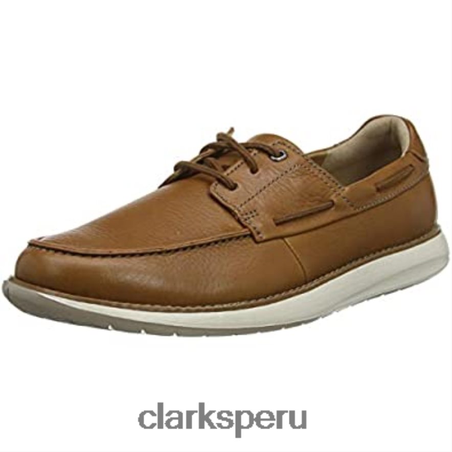 zapatillas bajas con cordones un pilot de cuero marrón tostado para hombre clarks hombres Clarks 40N4LX1620 cuero marrón tostado cuero tostado