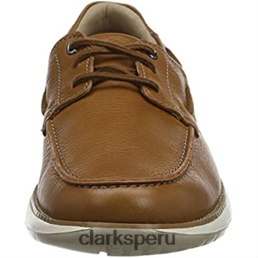 zapatillas bajas con cordones un pilot de cuero marrón tostado para hombre clarks hombres Clarks 40N4LX1620 cuero marrón tostado cuero tostado
