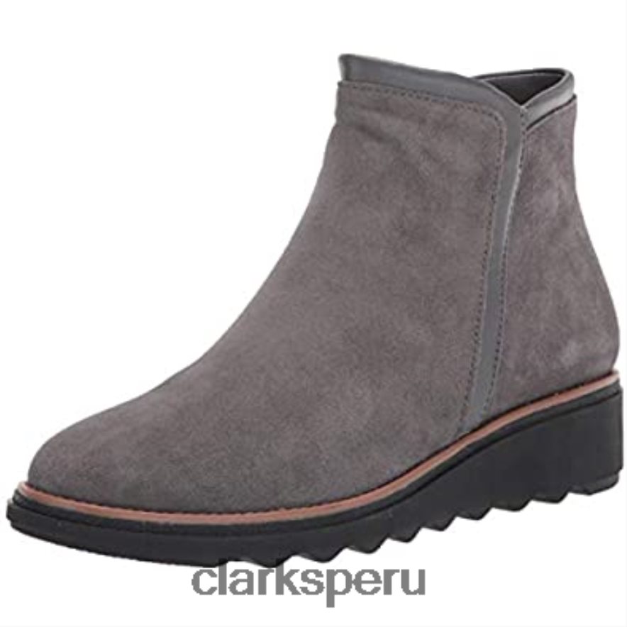 Bota de moda Clarks Sharon Heights de gamuza gris para mujer mujer Clarks 40N4LX2499