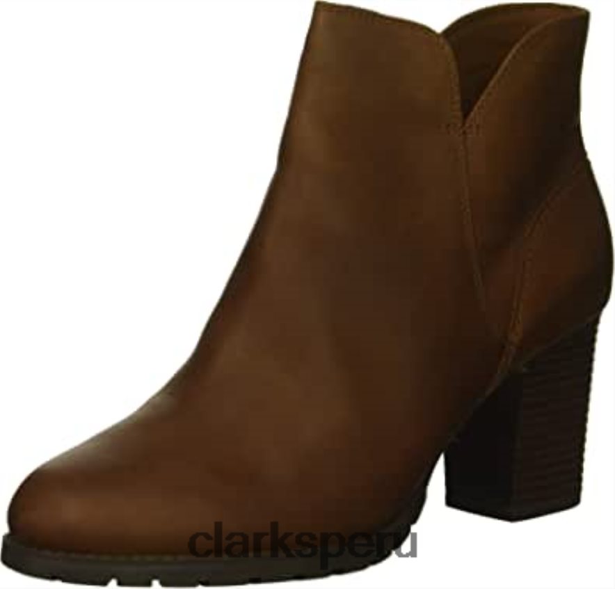 Bota de moda Clarks Verona Trish de cuero color canela oscuro para mujer mujer Clarks 40N4LX2216 cuero bronceado oscuro