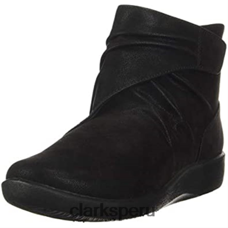 Bota de moda clarks sillian tana de nobuk sintético negro para mujer mujer Clarks 40N4LX2419 nubuck sintético negro