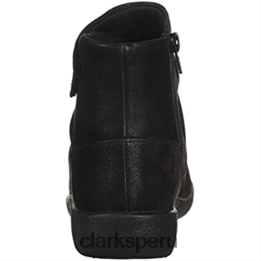 Bota de moda clarks sillian tana de nobuk sintético negro para mujer mujer Clarks 40N4LX2419 nubuck sintético negro