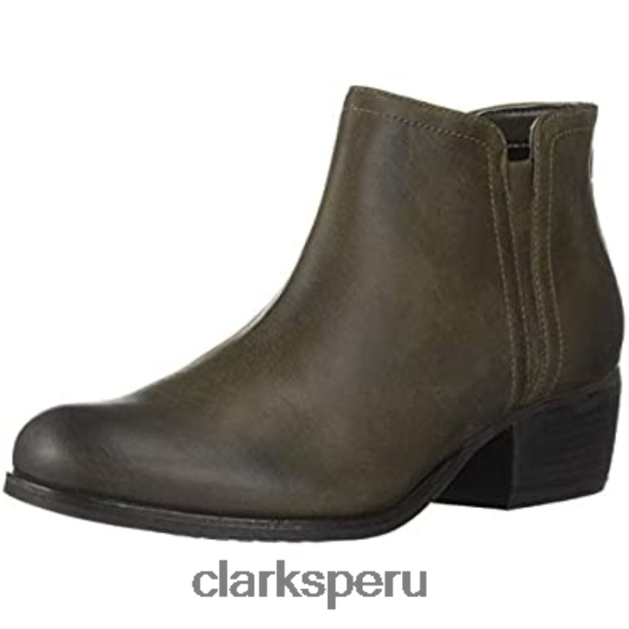 Botas de moda Clarks Olive Leather Maypearl Ramie para mujer mujer Clarks 40N4LX2481 cuero oliva