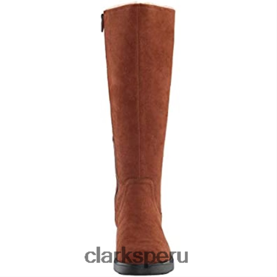 bota de alta moda un elda para mujer clarks de gamuza color canela oscuro mujer Clarks 40N4LX2478 gamuza bronceada oscura