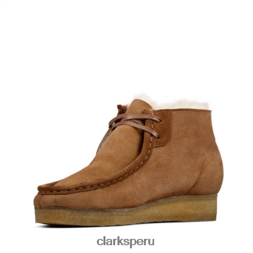 Bota clarks wallabee de cuero con forro cálido color canela mujer Clarks 40N4LX6187 cuero canela con forro cálido