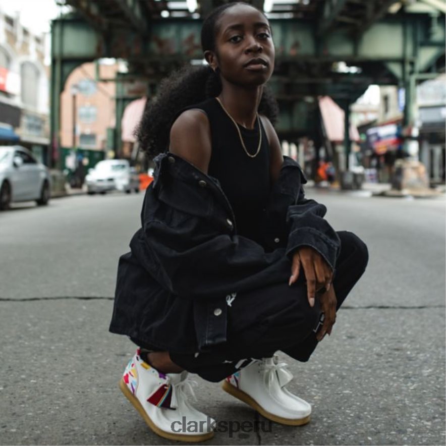 Bota wallabee blanca combi blanca clarks combi mujer Clarks 40N4LX6070 combinación blanca