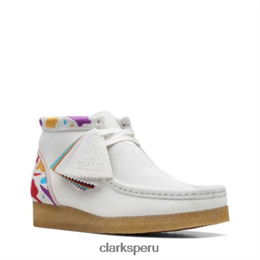 Bota wallabee blanca combi blanca clarks combi mujer Clarks 40N4LX6070 combinación blanca