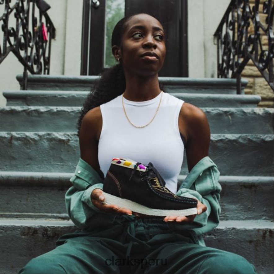 bota wallabee clarks bordado negro mujer Clarks 40N4LX6071 bordado negro