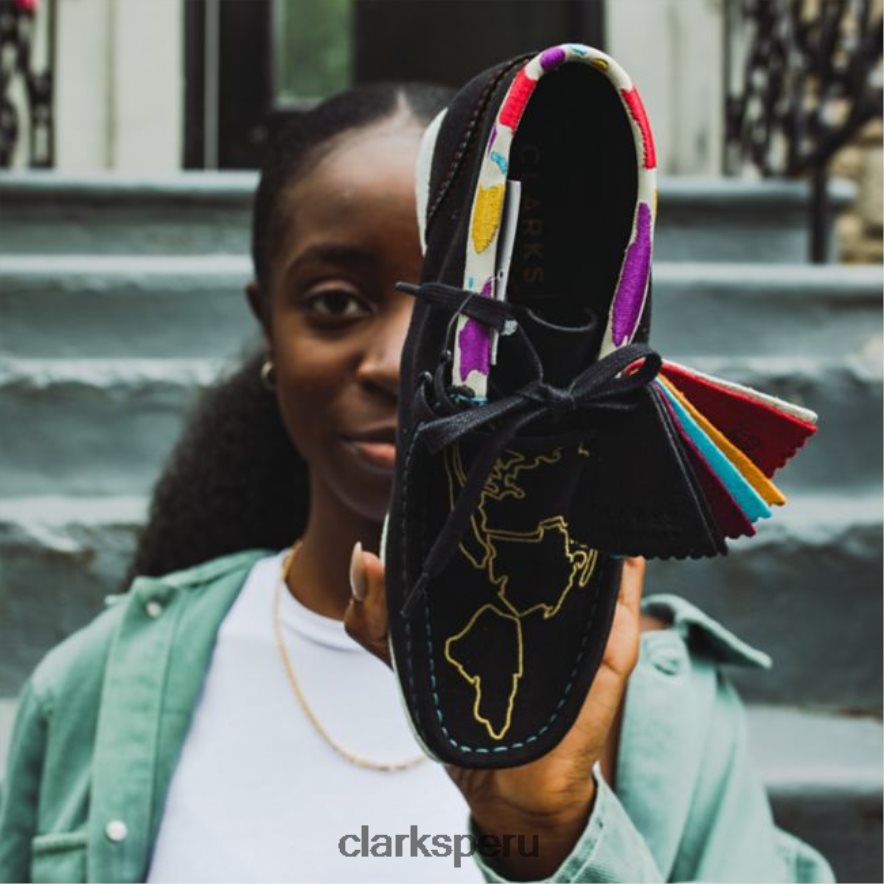 bota wallabee clarks bordado negro mujer Clarks 40N4LX6071 bordado negro