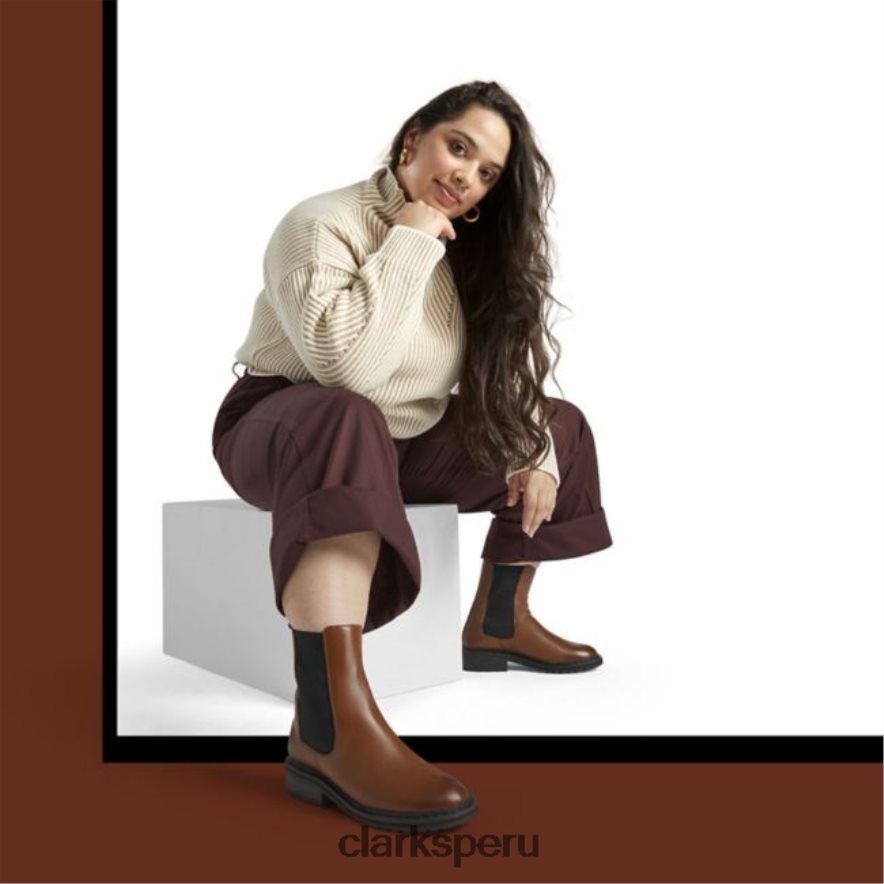 clarks cuero tostado oscuro tilham chelsea cuero tostado oscuro mujer Clarks 40N4LX5305 cuero bronceado oscuro