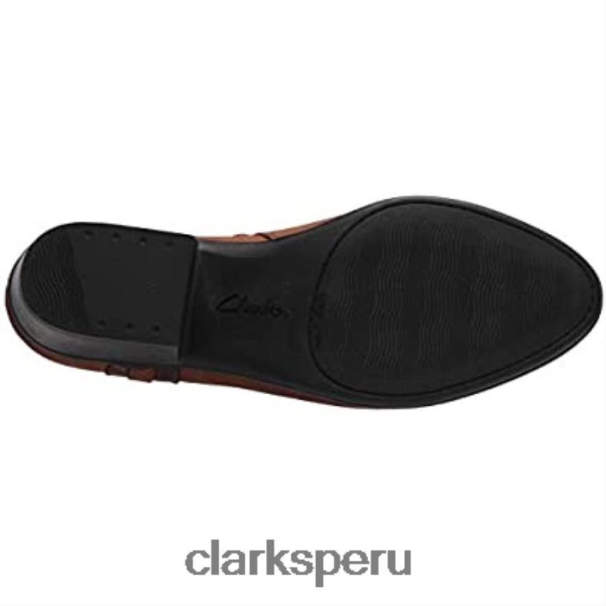 Botín adreena lila de mujer de piel color tostado oscuro clarks mujer Clarks 40N4LX1316 cuero bronceado oscuro