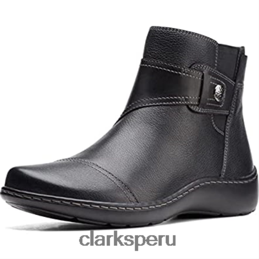 Botines clarks mujer cora tropic piel metalizada negro piel mujer Clarks 40N4LX1682 cuero negro