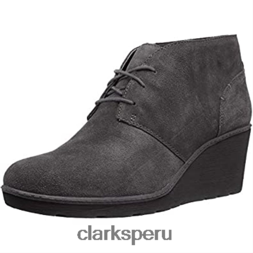 Botas de combate Clarks Hazen Charm de ante gris para mujer mujer Clarks 40N4LX1561 gamuza gris