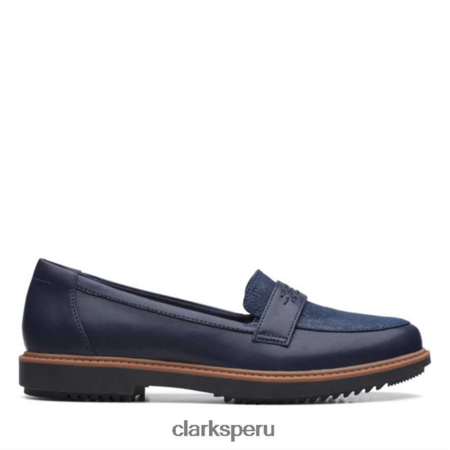 clarks raisie jump cuero azul marino cuero azul marino mujer Clarks 40N4LX6282 cuero azul marino