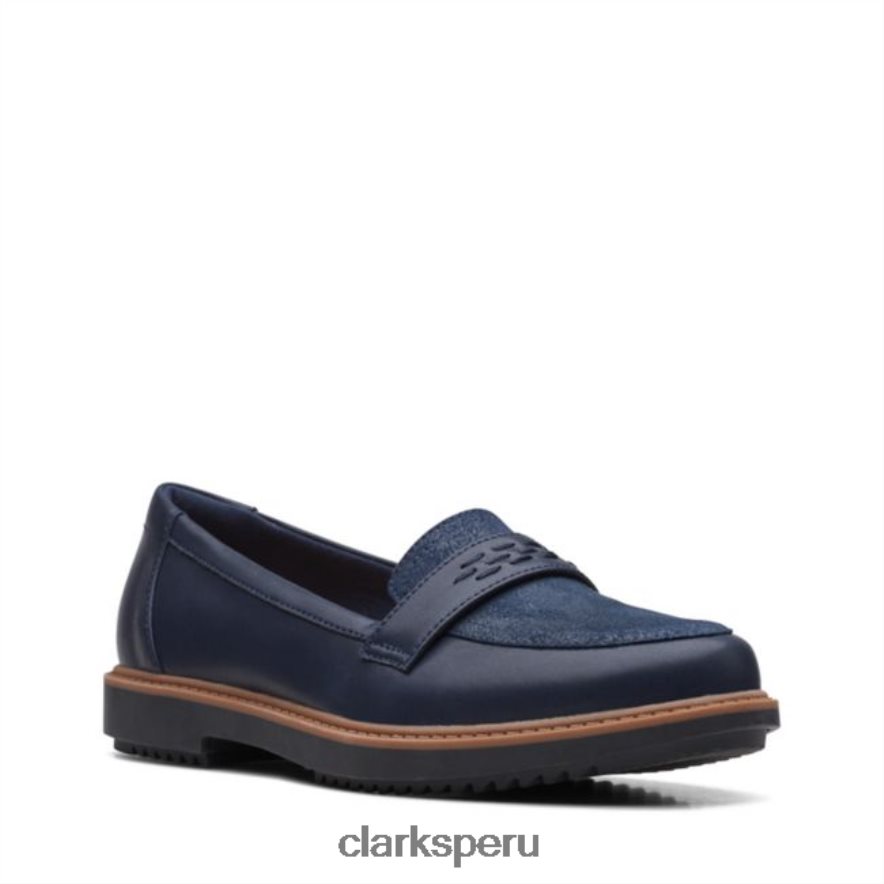 clarks raisie jump cuero azul marino cuero azul marino mujer Clarks 40N4LX6282 cuero azul marino