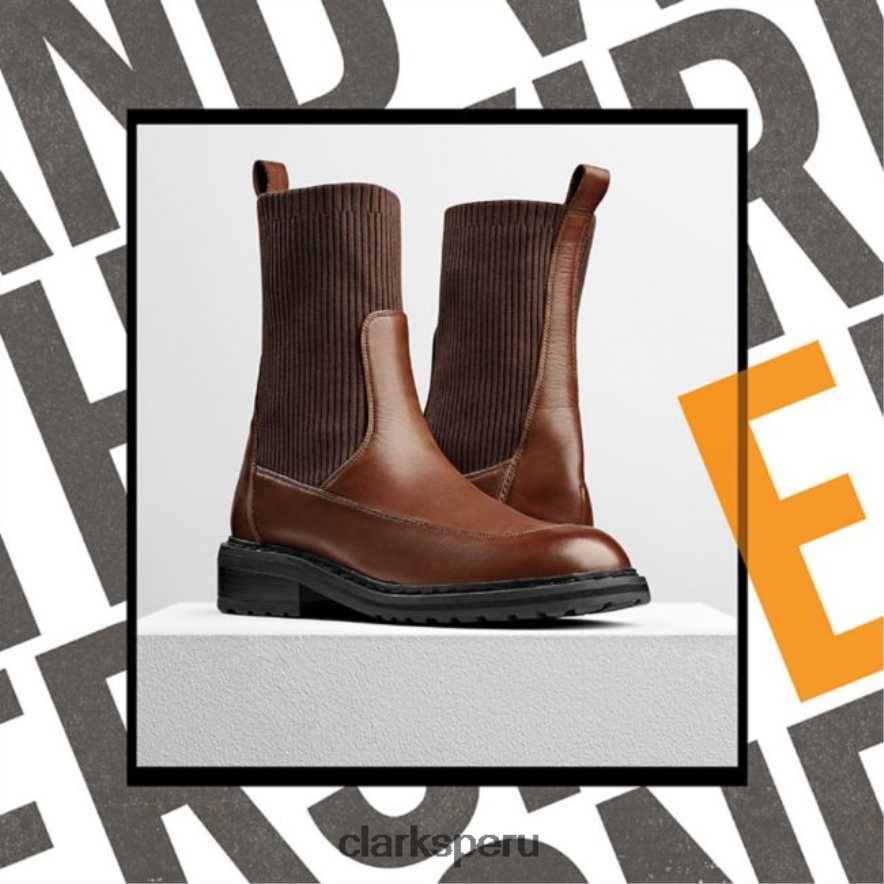 clarks tilham knit cuero tostado oscuro cuero tostado oscuro mujer Clarks 40N4LX5306 cuero bronceado oscuro