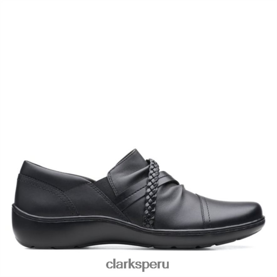 cora trenza zapato cuero negro clarks de cuero negro mujer Clarks 40N4LX6286 cuero negro