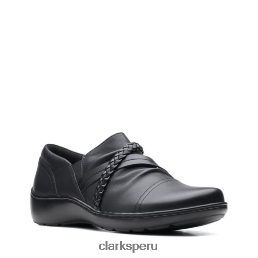 cora trenza zapato cuero negro clarks de cuero negro mujer Clarks 40N4LX6286 cuero negro