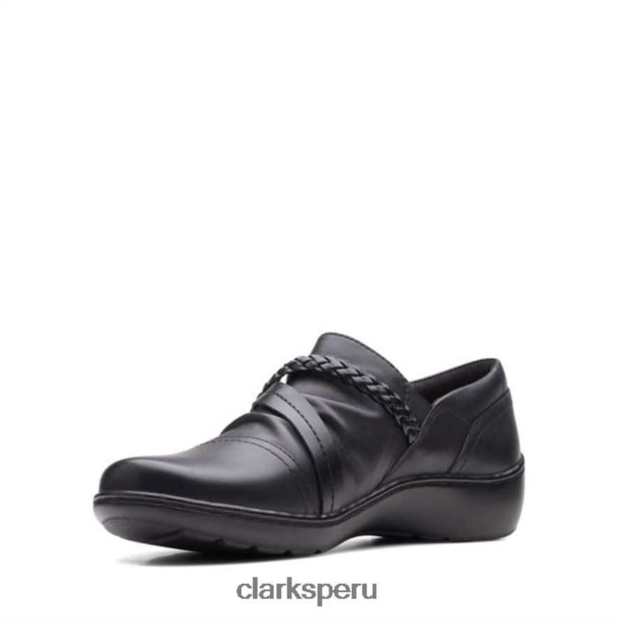cora trenza zapato cuero negro clarks de cuero negro mujer Clarks 40N4LX6286 cuero negro