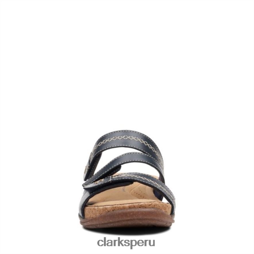 cuero azul marino clarks roseville bay cuero azul marino mujer Clarks 40N4LX6547 cuero azul marino