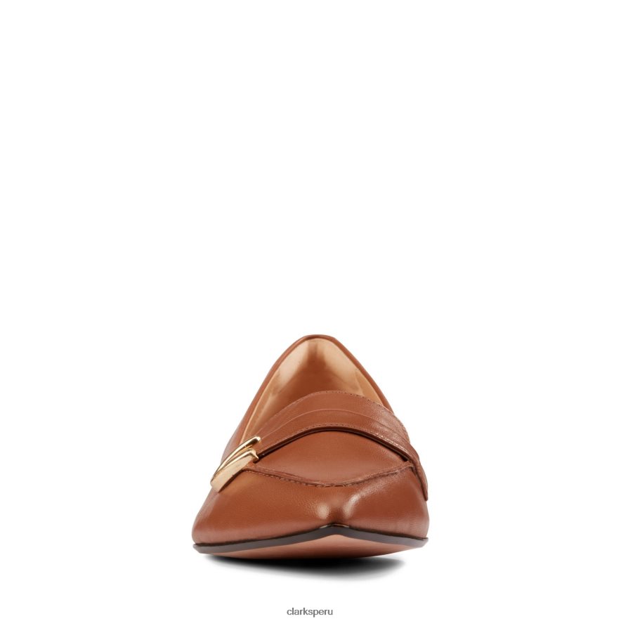 Clarks Laina de cuero tostado oscuro con 15 hebillas mujer Clarks 40N4LX3361 cuero bronceado oscuro