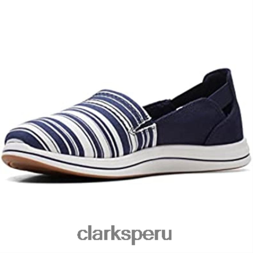Mocasín Clarks Breeze de lona azul marino/blanco para mujer mujer Clarks 40N4LX1616