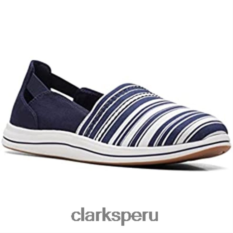Mocasín Clarks Breeze de lona azul marino/blanco para mujer mujer Clarks 40N4LX1616