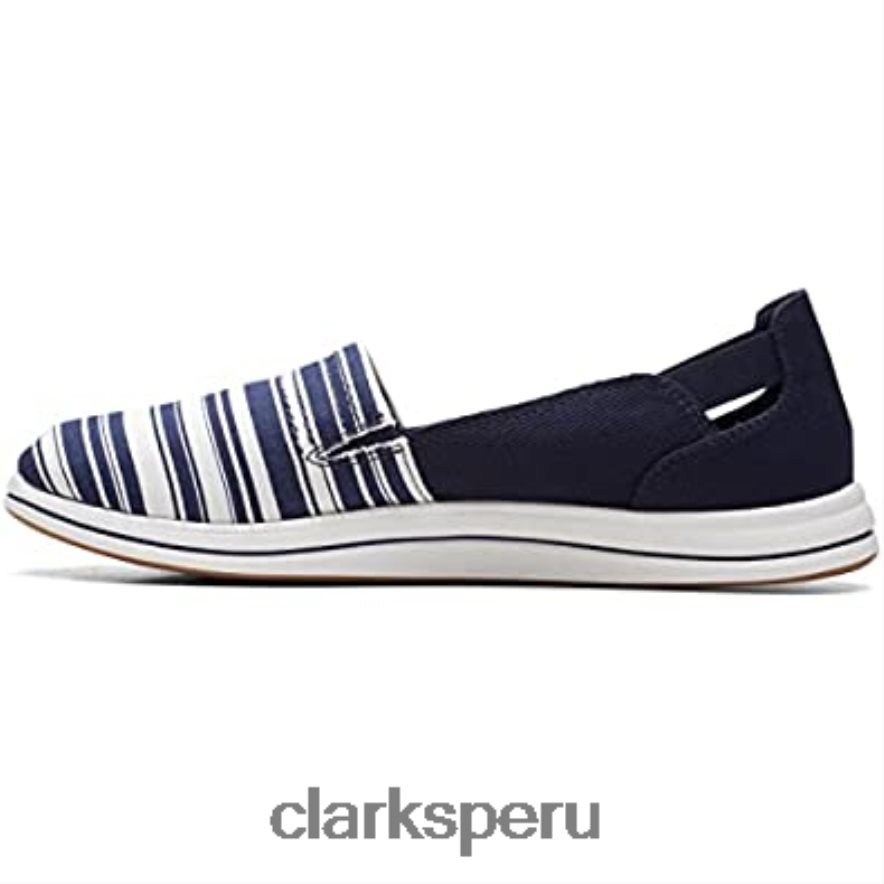Mocasín Clarks Breeze de lona azul marino/blanco para mujer mujer Clarks 40N4LX1616