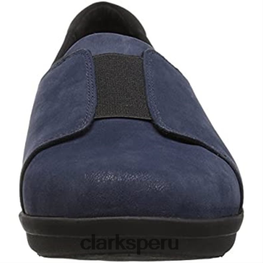 Mocasín clarks ayla band de nobuk sintético azul marino para mujer mujer Clarks 40N4LX1600 nubuck sintético azul marino