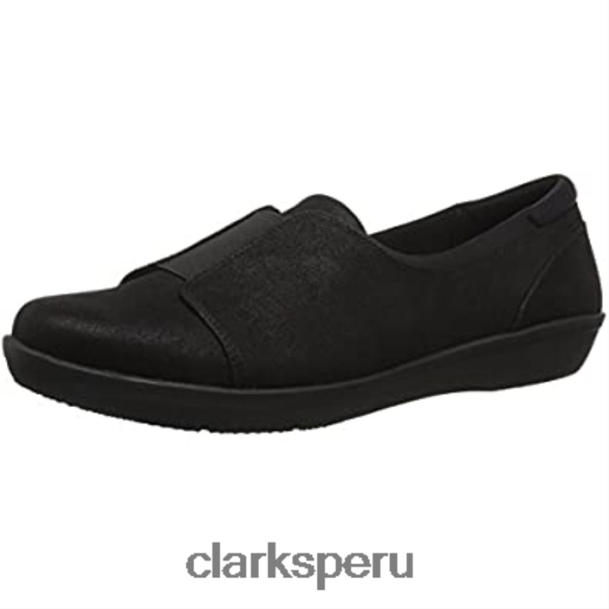 Mocasín clarks ayla band de nobuk sintético negro para mujer mujer Clarks 40N4LX1816 nubuck sintético negro