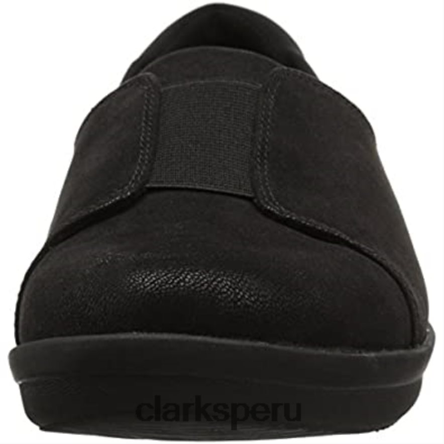 Mocasín clarks ayla band de nobuk sintético negro para mujer mujer Clarks 40N4LX1816 nubuck sintético negro