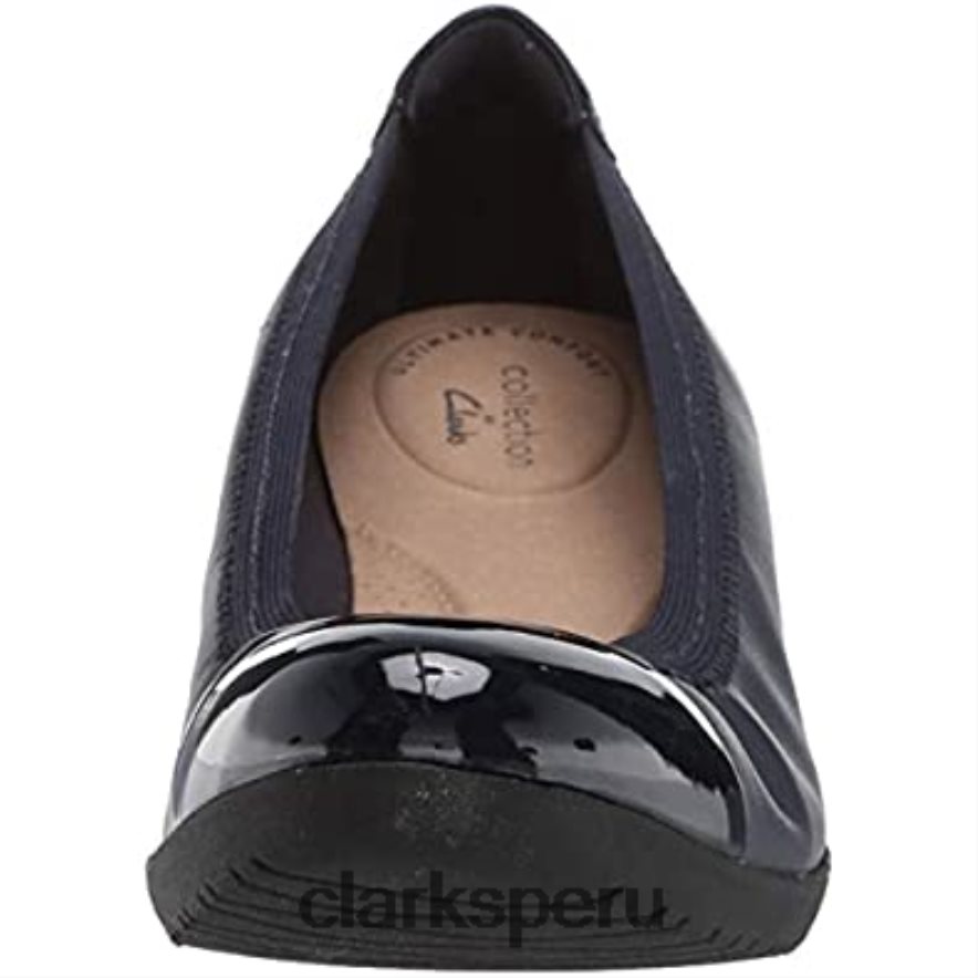 Mocasín clarks elpalm de piel azul marino para mujer mujer Clarks 40N4LX300 cuero azul marino