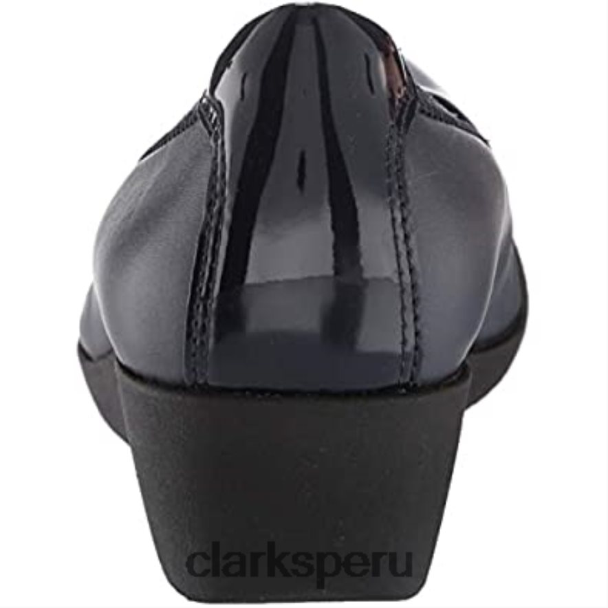 Mocasín clarks elpalm de piel azul marino para mujer mujer Clarks 40N4LX300 cuero azul marino