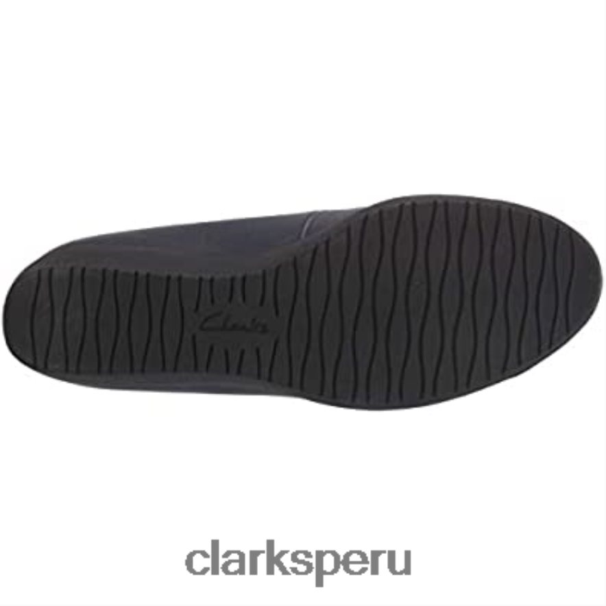 Mocasín clarks elpalm de piel azul marino para mujer mujer Clarks 40N4LX300 cuero azul marino