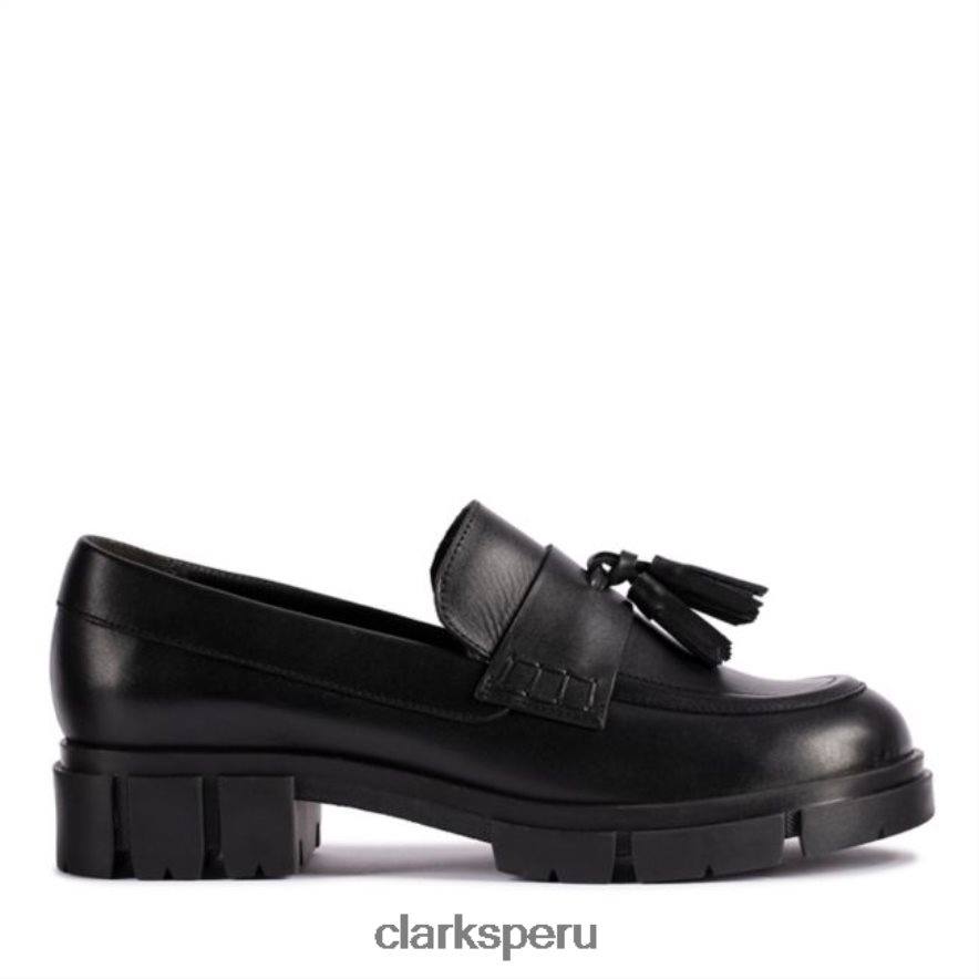 Mocasín clarks teala de cuero negro cuero negro mujer Clarks 40N4LX5073 cuero negro