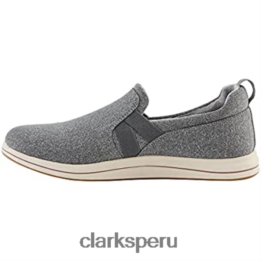 Mocasín plano Clarks Breeze Bali de textil gris oscuro para mujer mujer Clarks 40N4LX2744
