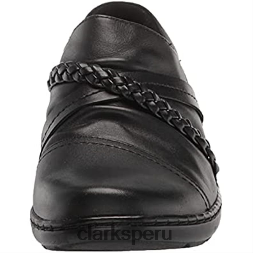 Mocasines Clarks Cora Braidshoe de piel negra para mujer mujer Clarks 40N4LX803 cuero negro